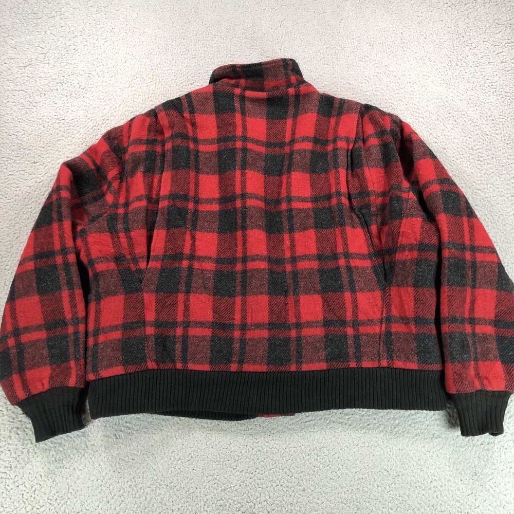 VTG Woolridge Jacket Adult Extra Large Red Black Plaid Sherpa Lined Bomber‎ USA - Picture 8 of 14